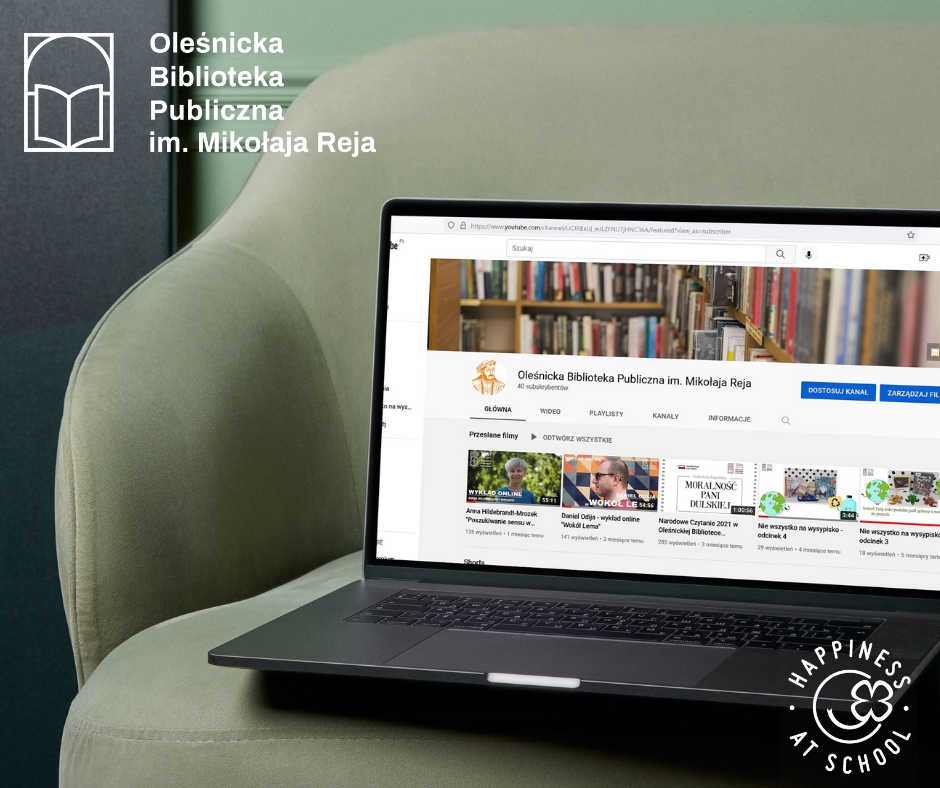 Grafika promująca kanał biblioteki w serwisie YouTube